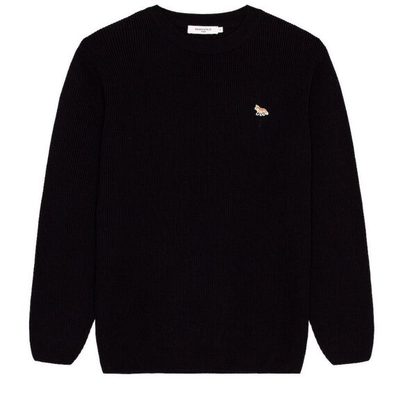 MAISON KITSUNE‎ Baby Fox Patch Loose Pullover Sweater in Navy Wool Cotton Small - Picture 1 of 7